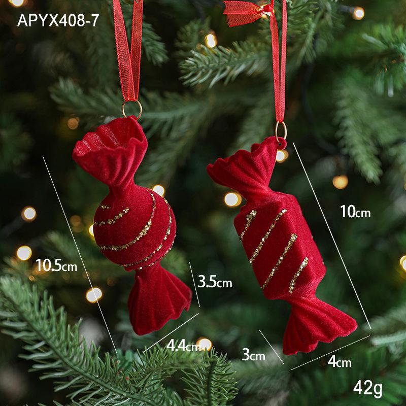 Red Flocking Christmas Bow Wreath Bell Christmas Tree Snowfall Elk Pendant Hanging Ornament Navidad  Noel Home Party Decor