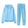 Women's Fashion Solid Color Pullover Casual Fresh Long Sleeve Hooded Sweatshirt Set