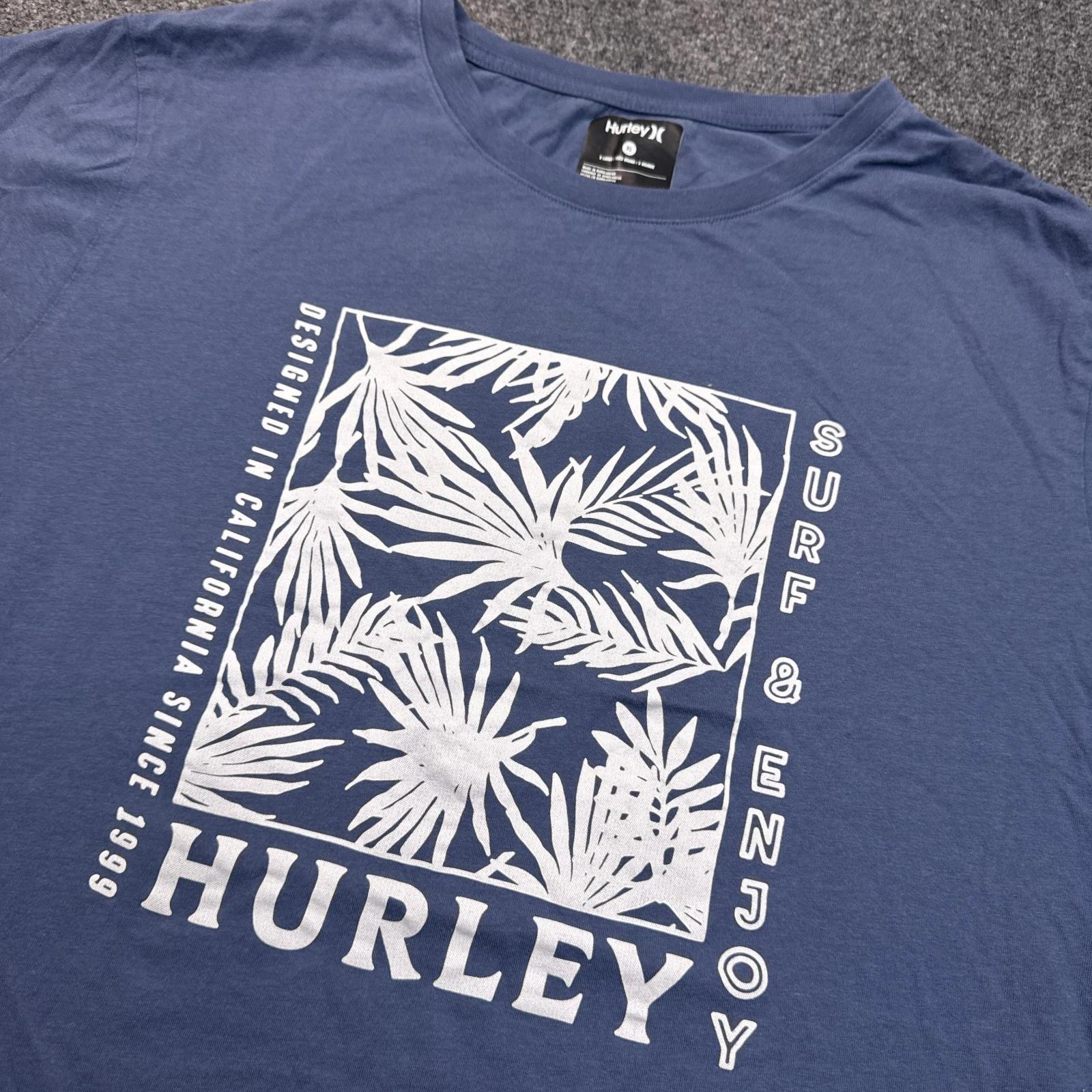 Hurley T Shirt Mens Size XL Blue Beach Y2K Surf Style Graphic Tee Skate S