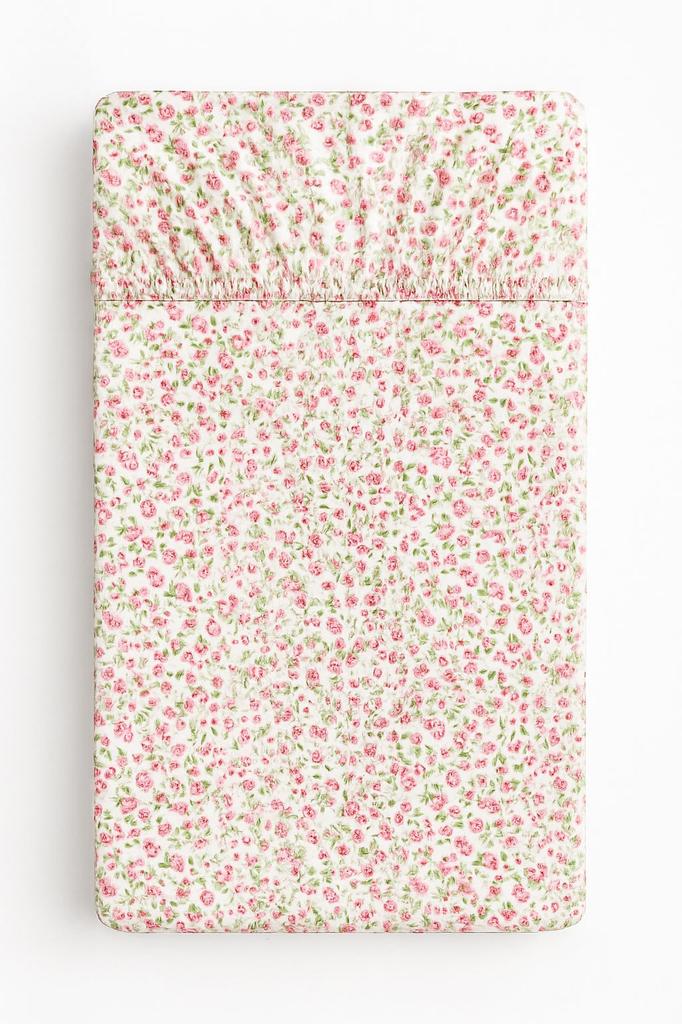 Cotton fitted sheet for a cot 120x60 cm - pink meadow