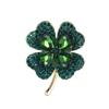 Women's High-end 4 Leaves Brooch Inlaid With Crystal Rhinestones Plant Floral Leaf Alloy Brooch Clothing Accessories