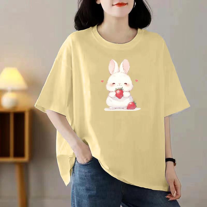 Summer New Short-sleeved T-shirt Female Korean Version of The Printed Loose Tops Loaded Cotton