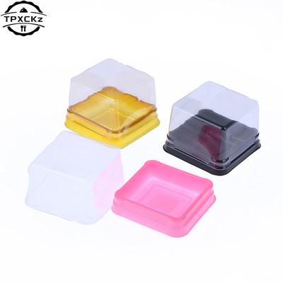 50pcs Plastic Square Moon Cake Boxes Egg-Yolk Puff Container Golden Packing Box Square Blister Egg Yolk Pastry Box