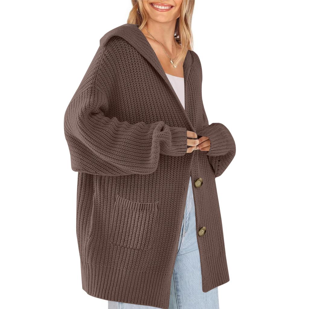 Women's Cardigan Sweater Button-Down Long Sleeve Oversized Knit Cardigans