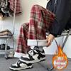 2024 Autumn/Winter Men's Trendy Plaid Woolen Loose Straight Trousers