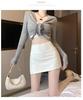 High-Waisted A-Line Short Skirt - Women's Spring Fashion with Anti-Exposure Style and Patchwork Design