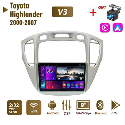 2Din Android Car Radio for Toyota Highlander 2000-2007 Multimedia Carplay WIFI Head Unit Stereo Navigation 2+32GB