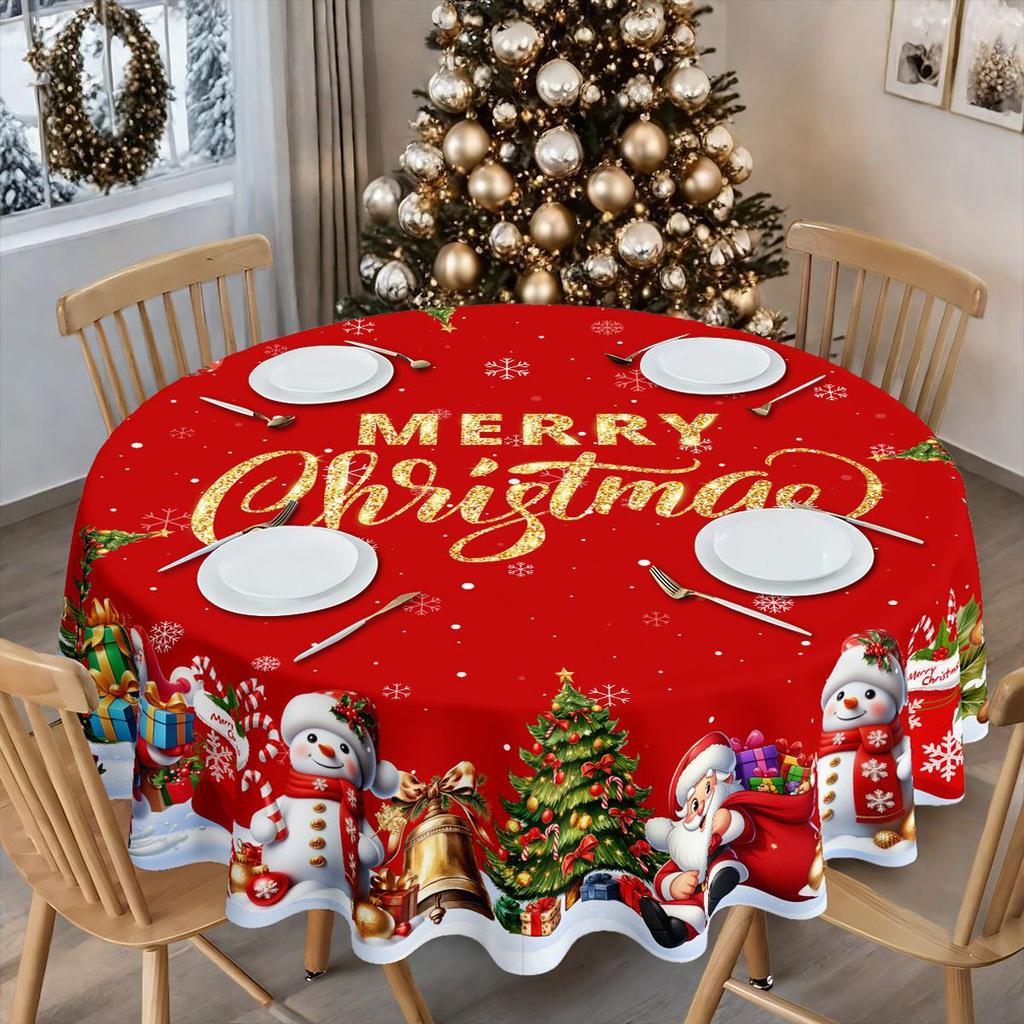 New Christmas Printed Tablecloth Waterproof and Easy To Maintain Dining Table Cloth Festive Atmosphere Beautification Decoration