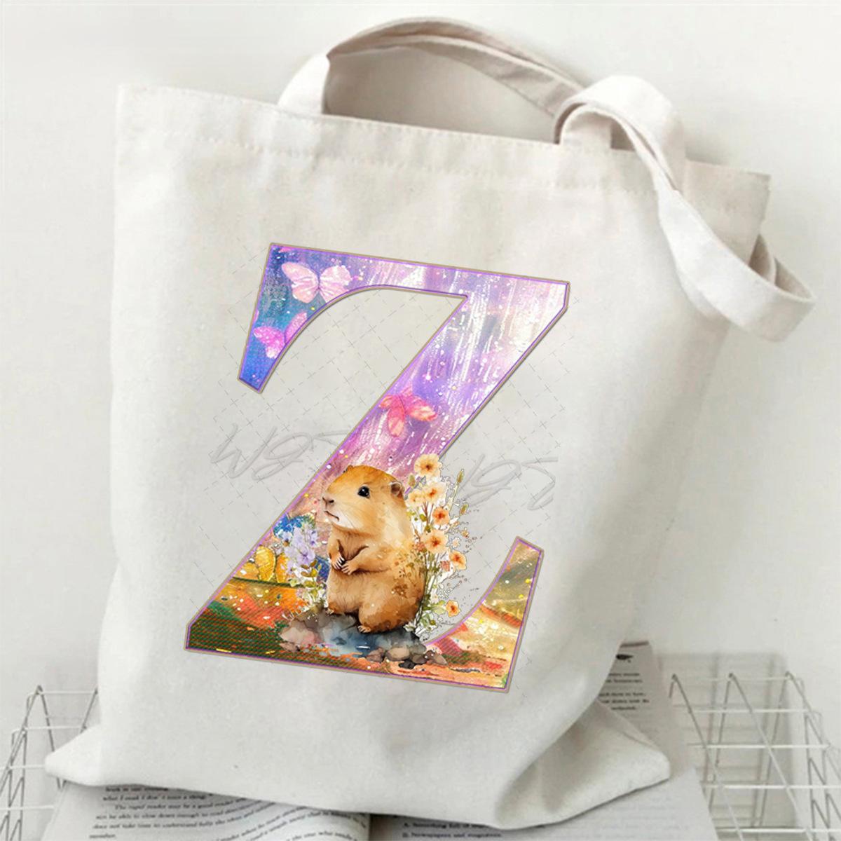 

Рюкзак через плечо с капибарой, с принтом букв, модный, студенческий, ручная сумка для репетиторства, большая вместимость, сумка кроссбоди, женский No Spec