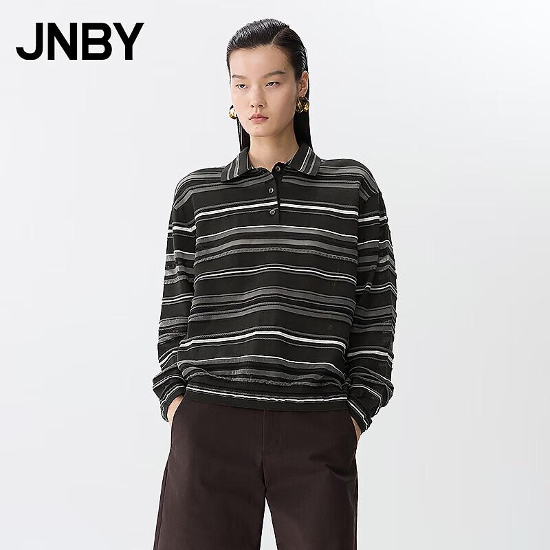 

JNBY 2025 Весенний полосатый пуловер с воротником поло XS