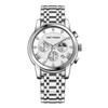 Men's Multi-function Watch Stainless Steel Strap Bow Buckle Men's Watch Moon Phase Waterproof Luminous Watch
