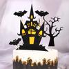 8 buc Topper tort Halloween Casă bântuită Fată dovleac Liliac Pisică neagră Topper cupcake pentru Petrecere Vrăjitori Petrecere fantome Petrecere păianjeni