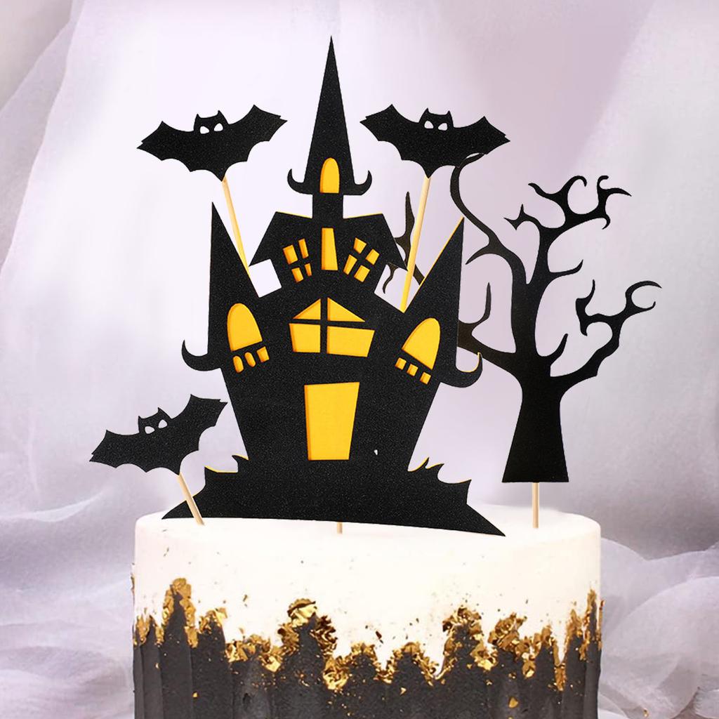 8 buc Topper tort Halloween Casă bântuită Fată dovleac Liliac Pisică neagră Topper cupcake pentru Petrecere Vrăjitori Petrecere fantome Petrecere păianjeni