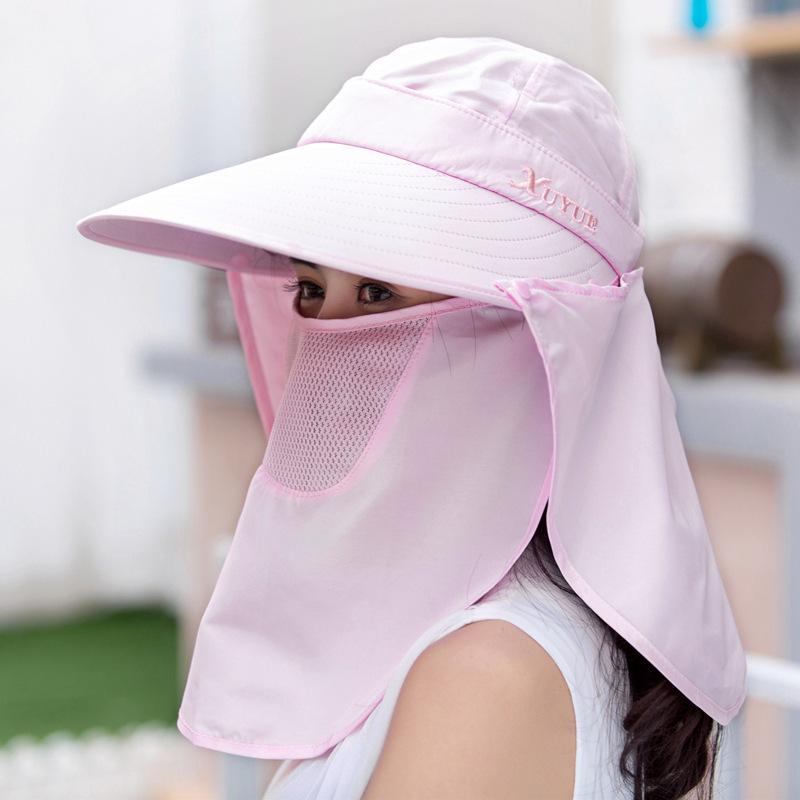 Women's Outdoor Sun Hat with Face Cover, Large Brim, UV Protection, Perfect for Summer and Cycling