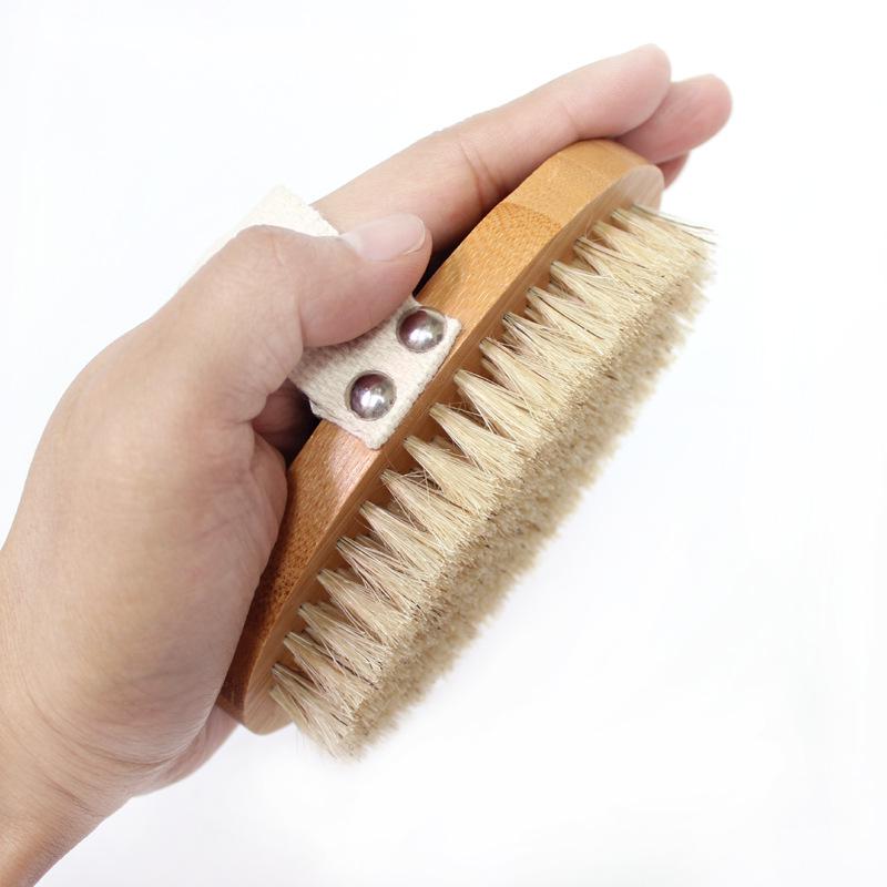 Natural Bamboo & Boar Bristle Dual Brush: Soft for Bathing, Hard for Dry Brushing, Body/Meridian Massage, Back Scrubber