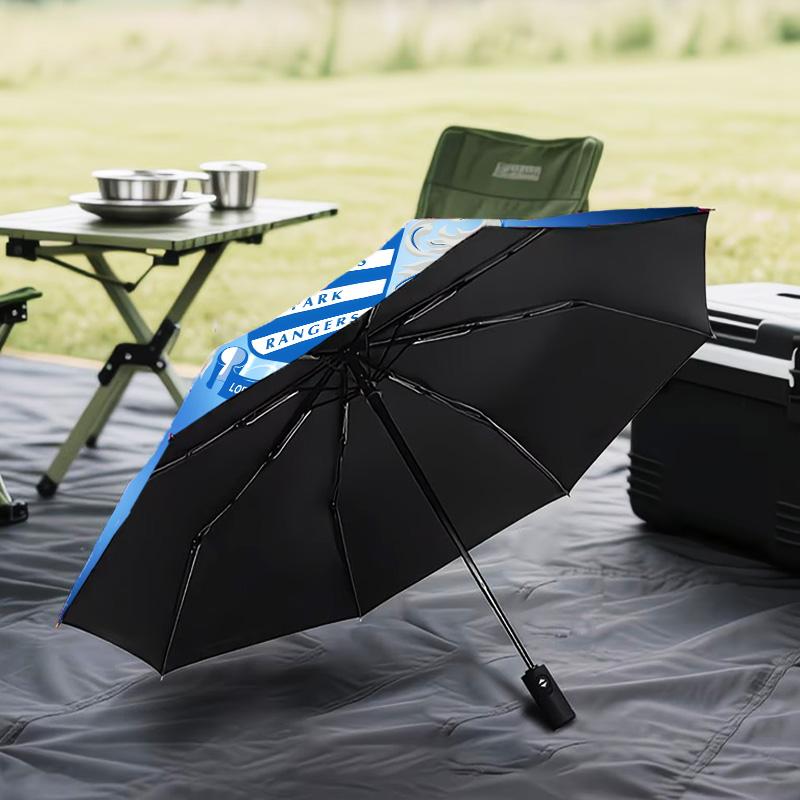 Queens Rangers Football Automatic Folding Umbrella - 8-Rib Travel Umbrella with Auto Open/Close & Portable Gifts for Holidays or Birthdays