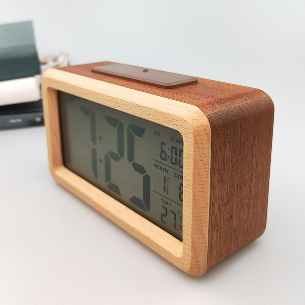 Light-Sensitive Clock Wooden Alarm Clock User-friendly