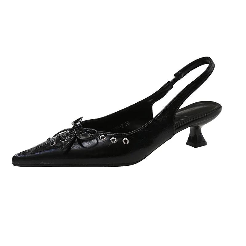 Summer New Women Fashion Sexy Party Punk Goth Pointed Toe High Heel Shoes Woman Leather Pu Footwear Buckle Strap Sandals