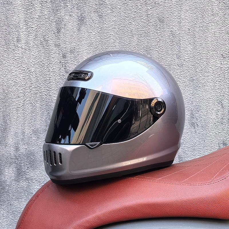 Motorcycle Retro Full Helmet Men's Winter Personality Cool Women's National Tide Race Cruise Retro Car Helmet Universal In All Seasons