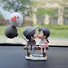 2Pcs/Set Cute Cartoon Couple with Bench Car Dashboard Doll Balloon Ornament Decoration Auto Interior Accessories for Gift