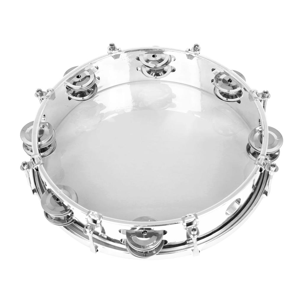 10 Inch Tambourine Adjustable Tone Hand Held Drum Self Tuning Sound Double Row Tambourine for KTV/Party/Festival/Celebration
