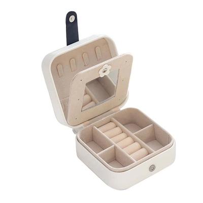 Travel Portable Faux Leather Earrings Rings Jewelry Case Storage Box Container