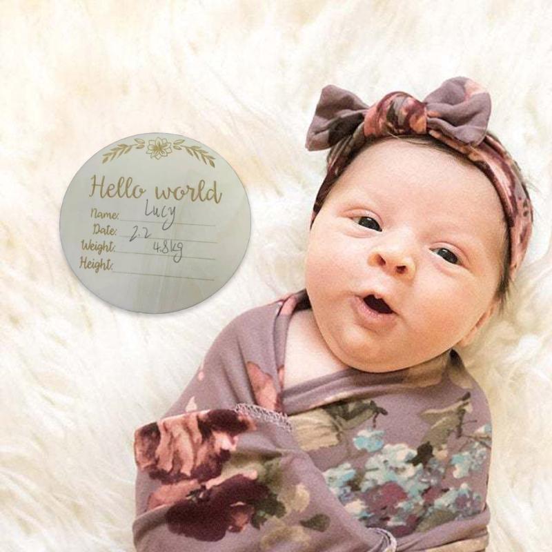 Baby Meilstenskort Tryckt Meilstenscirkel Skiva Månadstecken Kort Trä Månadskort Baby Födelseannonskort