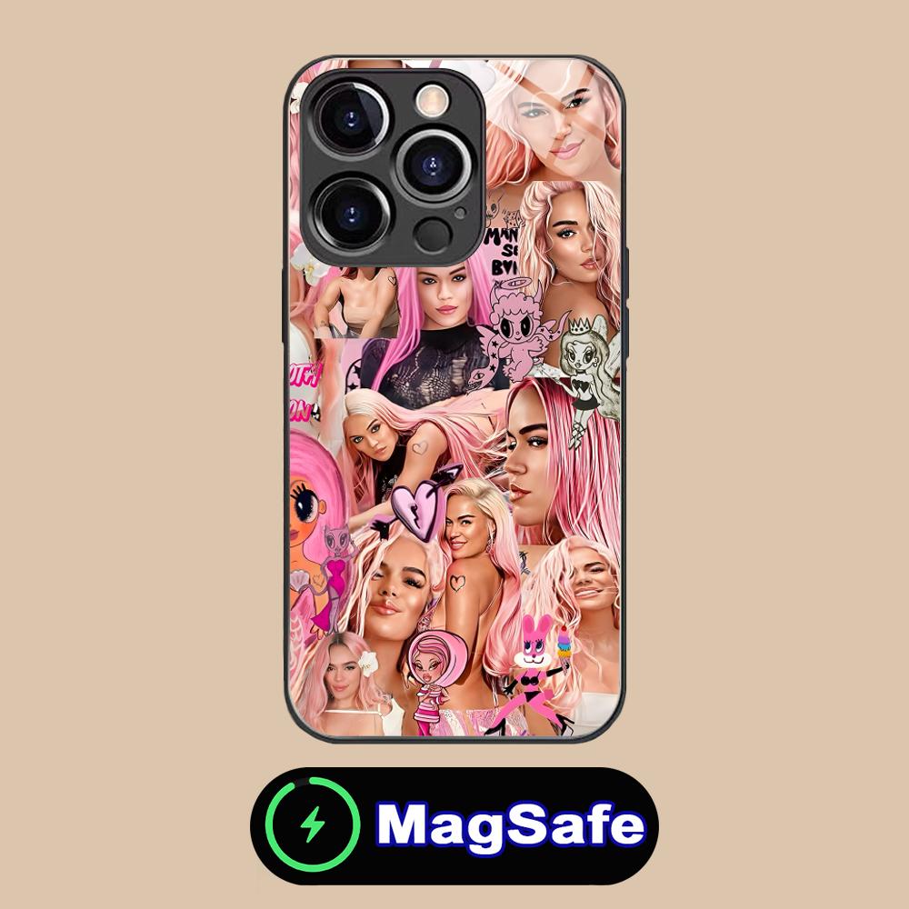 Karol G Latino Mobile Cell Phone Case for iPhone 17 16 15 14 13 12 11 Air Pro Max Plus Mini MagSafe Glass Colorful Cover Cover