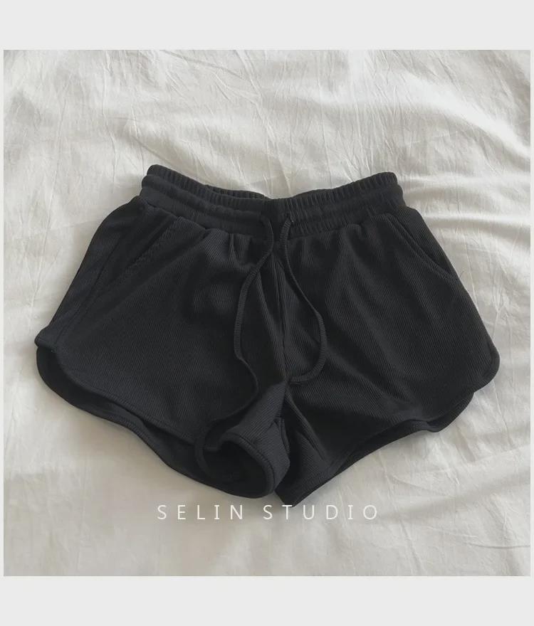 Shorts d'été amples en soie glacée pour femme, jambe large, élastiques