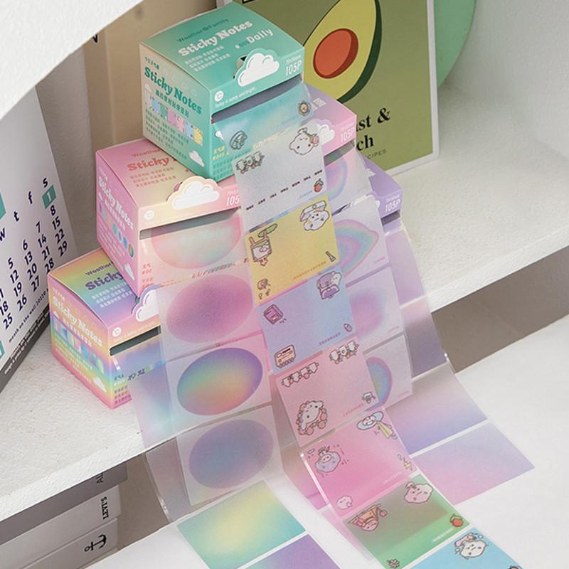 105Pcs/Set Creative Gradient Cloud Self-Stick Notes Large Capacity Tearable N Times Stickers DIY Journal Decoration Memo Pad