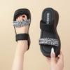 2025 summer new fashionable running water diamond outer wear versatile thick-soled cool slippers muffin bottom beach shoes