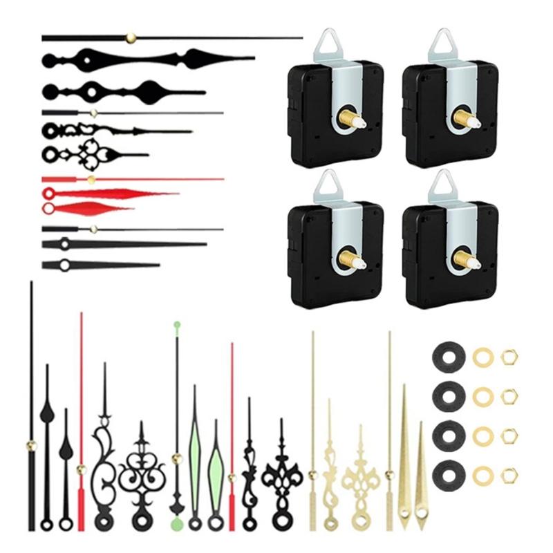 

Quiet Operate Clock Replacement Parts Kits with 10 Pairs Hands Set Precisions 4Pcs Quartzs Movement Shaft Length 18/20mm 1