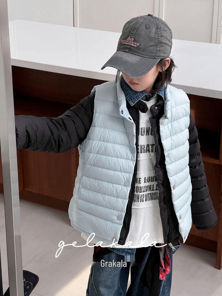 Kids' Korean Style Lightweight Down Vest - Unisex, Versatile, Casual, 90% White Duck Down for Winter