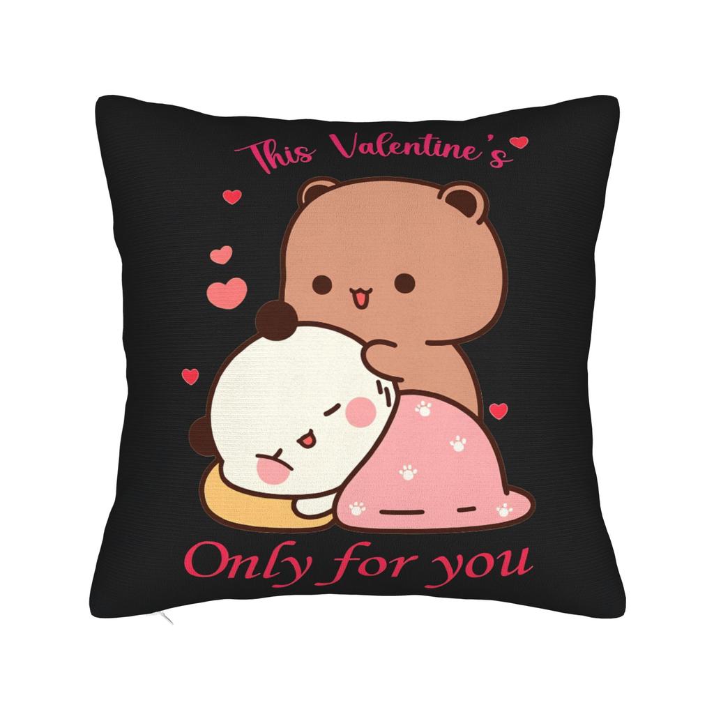 Bubu Dudu Couple Pandas Cartoon Pillow Case Custom Pillow Cover Retro Trendy Pillowcases For Living Room Sofa