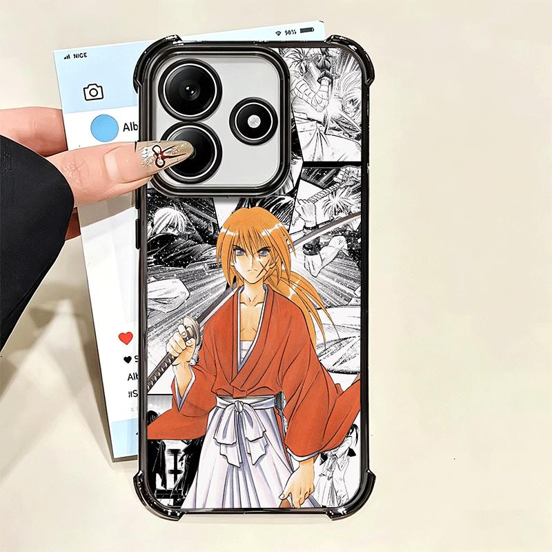 Rurouni Kenshin Anime Plating Phone Case For Xiaomi Poco X5 X6 X7 X8 Pro Max F8 Ultra F7 M8 M7 M5S Redmi 15C 15 14C 13C 13 X3 12