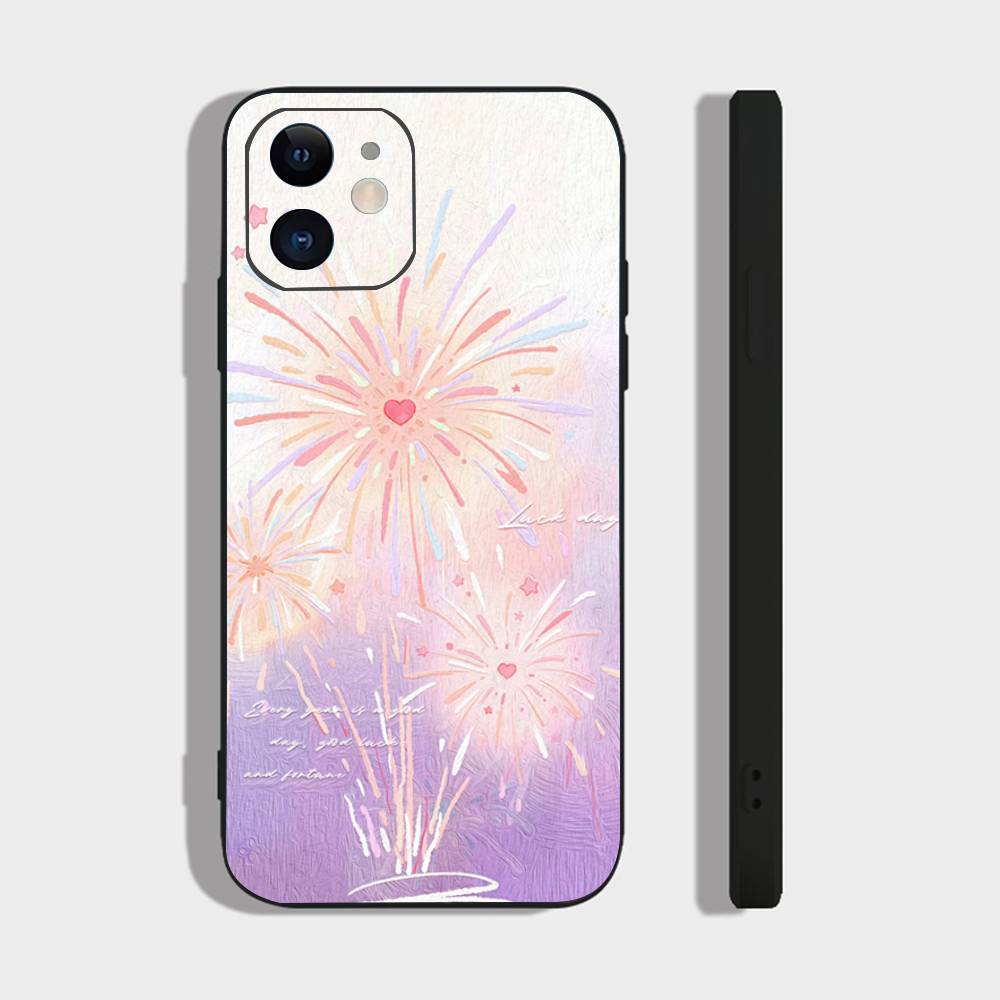 

Colorful flowers Phone Case For IPhone 17 Air 16 15 14 13 Pro Max 11 12 Black Silicone Cover IPHONE 16PRO