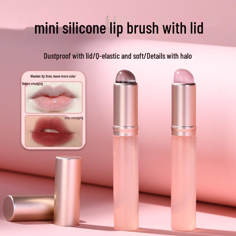 Portable Silicone Lip Brush with Round Head for Smudge-Free Application
