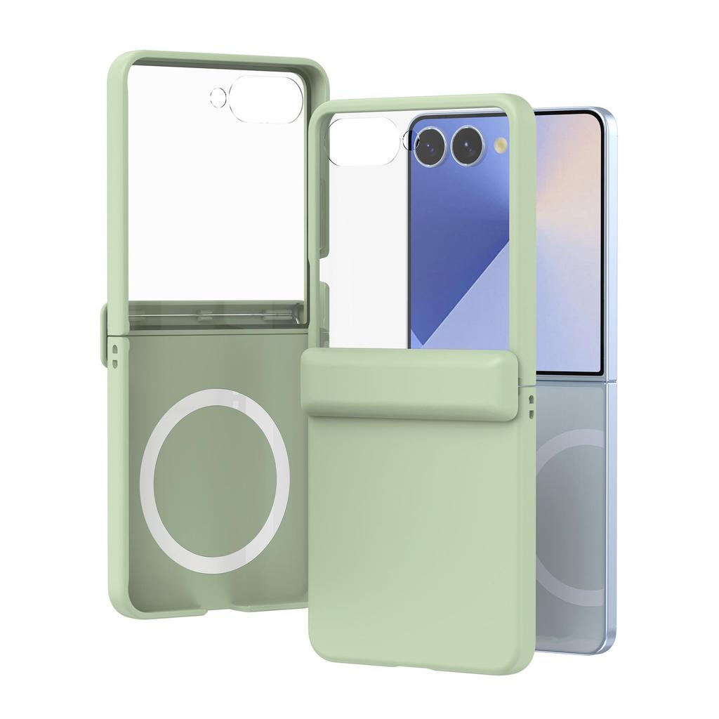 Coque de protection transparente Samsung Z Flip7 avec film de protection en verre trempé couvrant intégralement