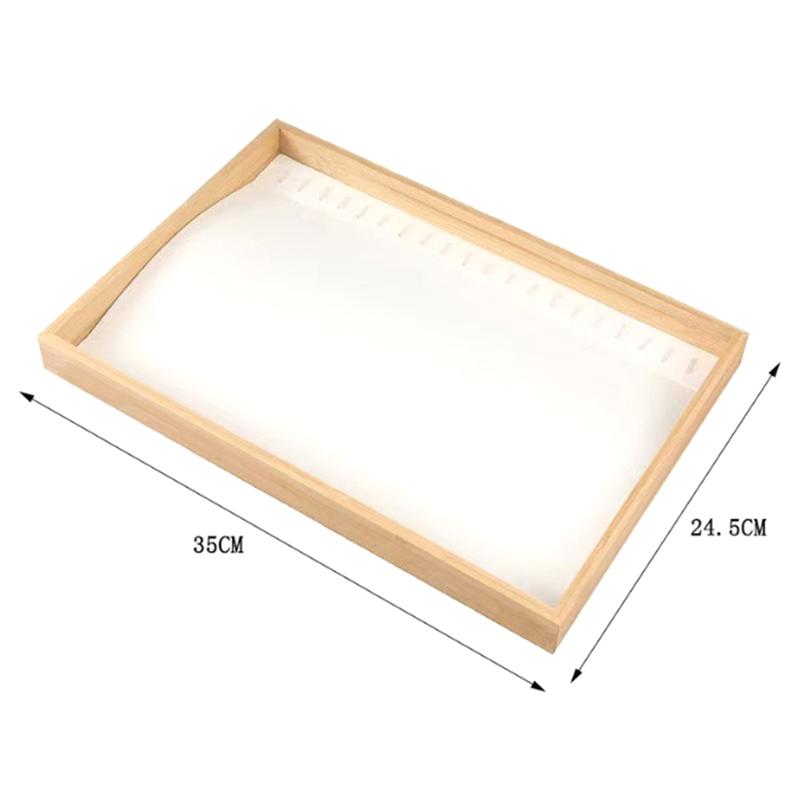 Velvet Bamboo Jewelry Display Tray Ring Earring Necklace Bracelet Pendant Organizer Jewelry Storage Tray For Drawer