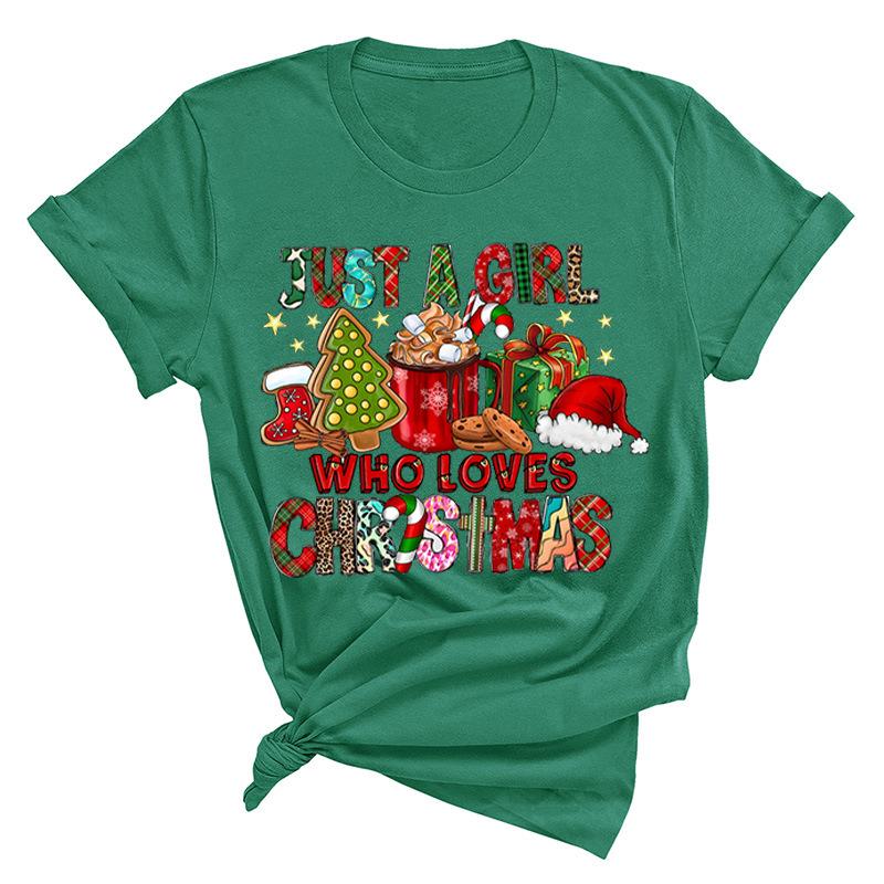 Christmas Printed Fashionable Women's T-shirt Christmas Trend Pure Cotton Casual Sportswear T-Shirts Women’s