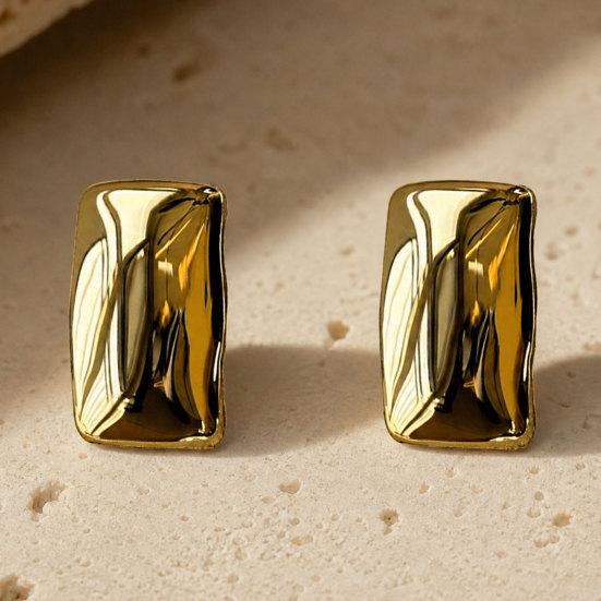 1 Pair Chunky Earrings for Women, Silver/Gold Statement Drop Stud Earrings, Geometric Square Jewelry Gift