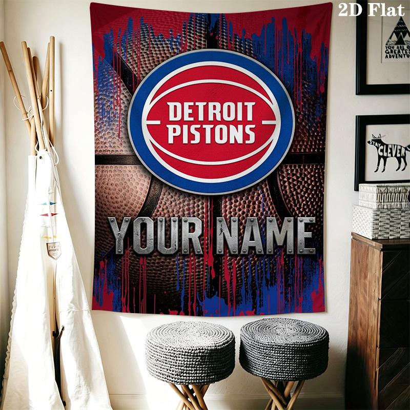 Name Custom Detroit Pistons Wall Tapestry Aesthetic Wall Hanging Printed Fabric Blanket Decorative Tapestries for Bedroom Living Room Home Decor