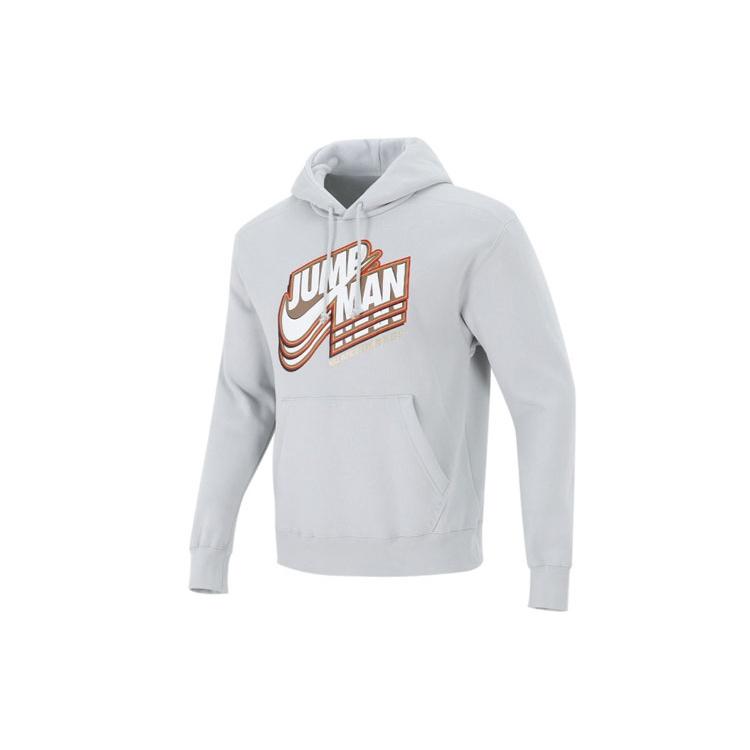 Men s Air Jordan Logo Pattern Fleece Lined Printing Loose Light Grey DC9605-097 M