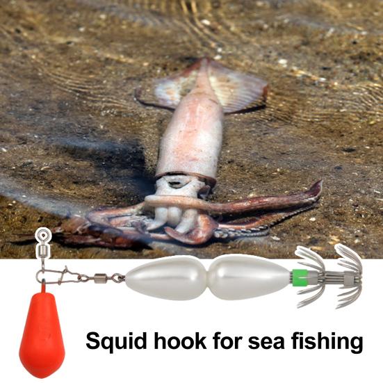 9CM/27G Squid Jig Hook with Colorful Beads Swivel Double-layer Umbrella Hook Cuttlefish Sleeve