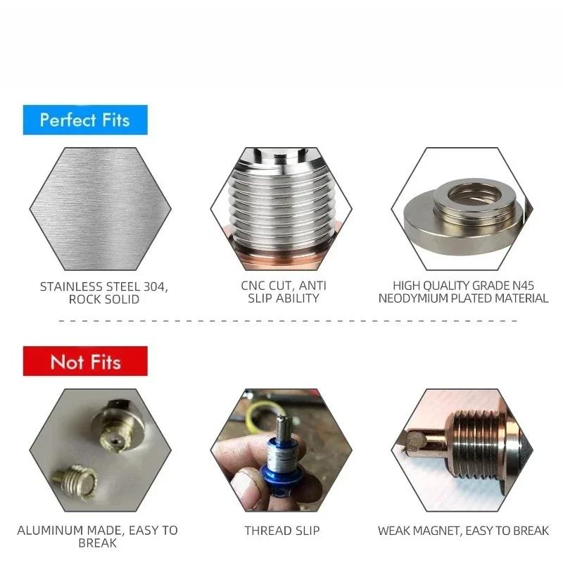 For Honda Ford Hyundai/Mazda Screw Car Engine Magnetic Oil Drain Plug Screw Nut Bolt Oil Drain Sump Nut M12/14/16 1.5 1.25 1.75 Oil Drain Plugs 3