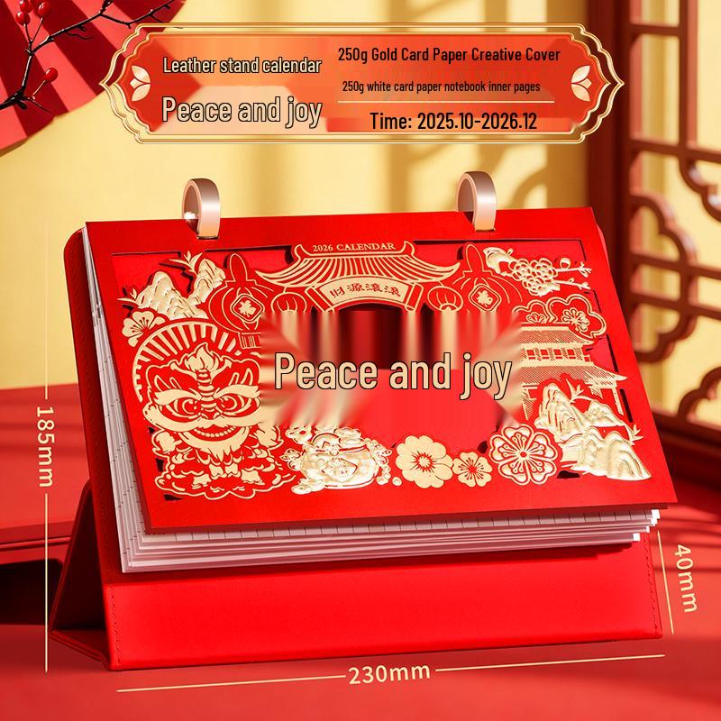 2026 Large Leather Desk Calendar: Double-Ring Monthly Planner for Business & Exams