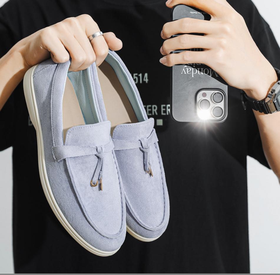 Fashion 2025 New Men's Fashion Lock Buckle Loafers Light Breathable Flats Driving Shoes Non Slip Tassels Casual Outdoor Walking Shoes