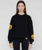 GRAVER [Unisex] Multi Dot Smile Drawing Sweatshirt_Black