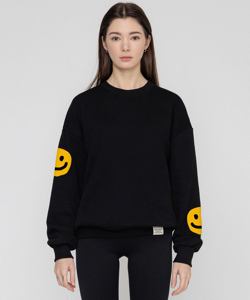 GRAVER [Unisex] Multi Dot Smile Drawing Sweatshirt_Black