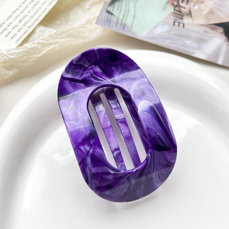 Arc-shaped Oval Grab Clip Marble Gradient Color Ponytail Bun Shark Clip High-end Hair Accessory Hair Clip